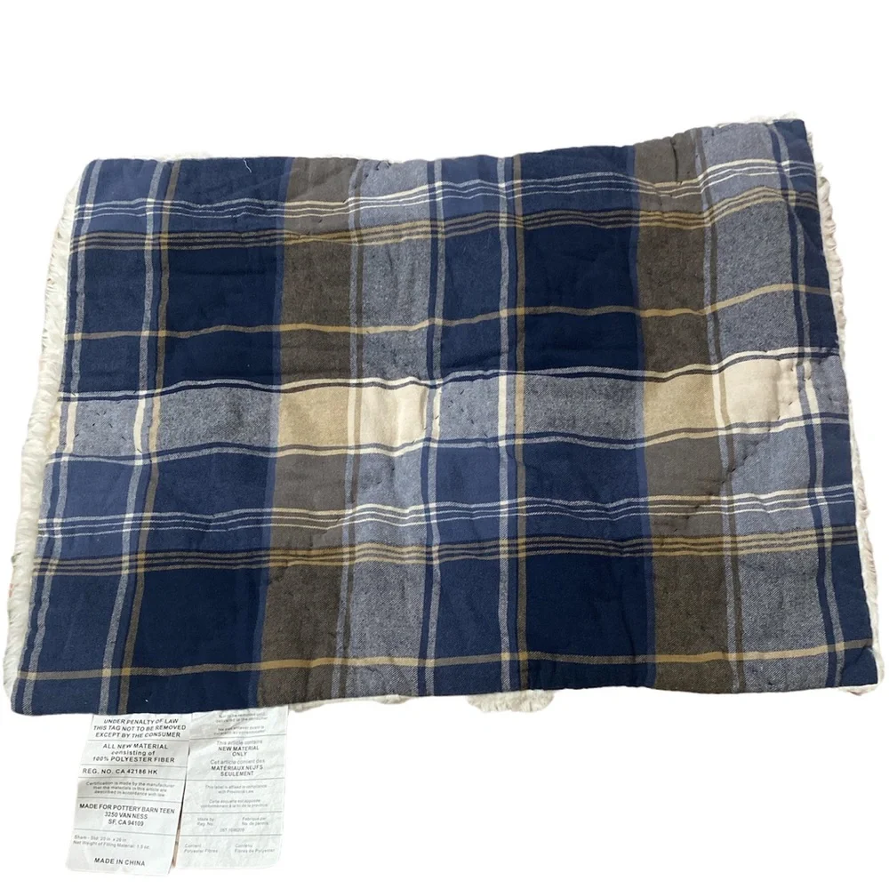 Pottery Barn Teen Jones Plaid Sherpa Standard Sham